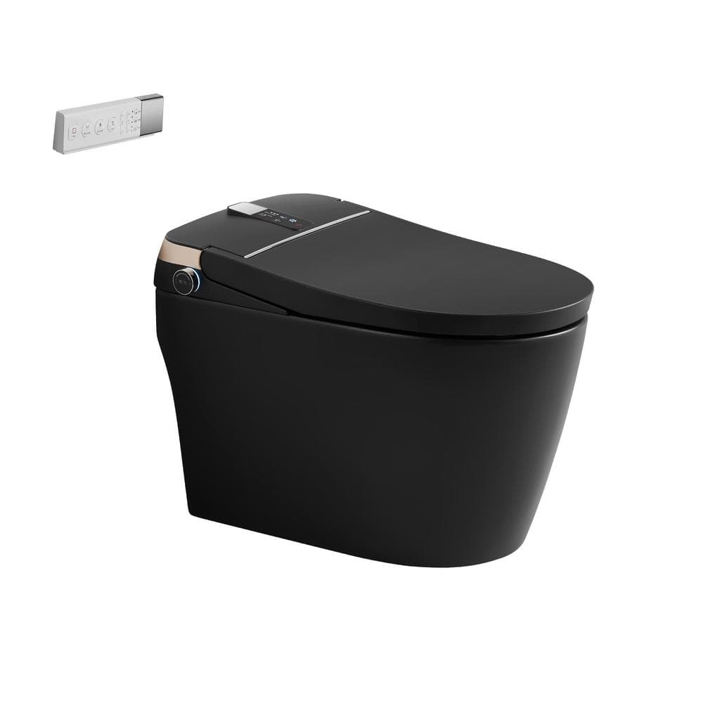 ANGELES HOME Black Smart Toilet Bidet with Auto Flush, Heated Seat & Warm Air Dryer