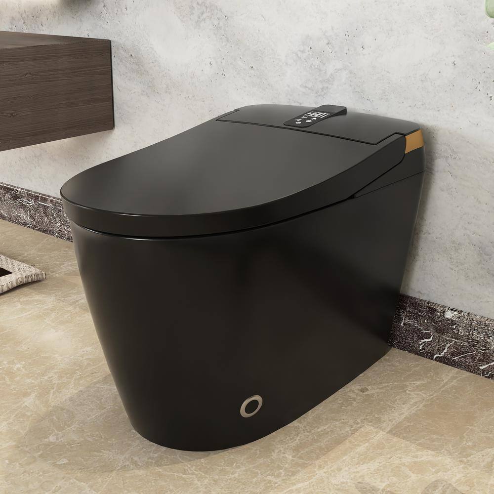 Smart Elongated Bidet Toilet 1.28 GPF Black with Deodorizing, Soft Close