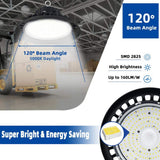 Bieuoram 200-Watt Integrated LED Dimmable Balck High Bay Light 32000LM 5000K Daylight Commercial UFO High Bay Light IP65 (3Pack)
