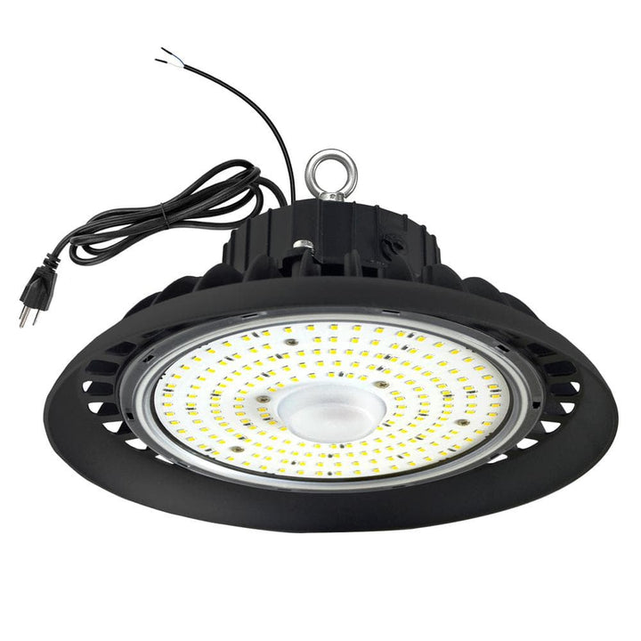 Bieuoram 200-Watt Integrated LED Dimmable Balck High Bay Light 32000LM 5000K Daylight Commercial UFO High Bay Light IP65 (3Pack)