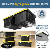 KOOVA 3 in. W x 2 in. H x 26 in. D Two Bin Rack Adjustable Height Overhead Garage Ceiling Mounted Storage Unit Black