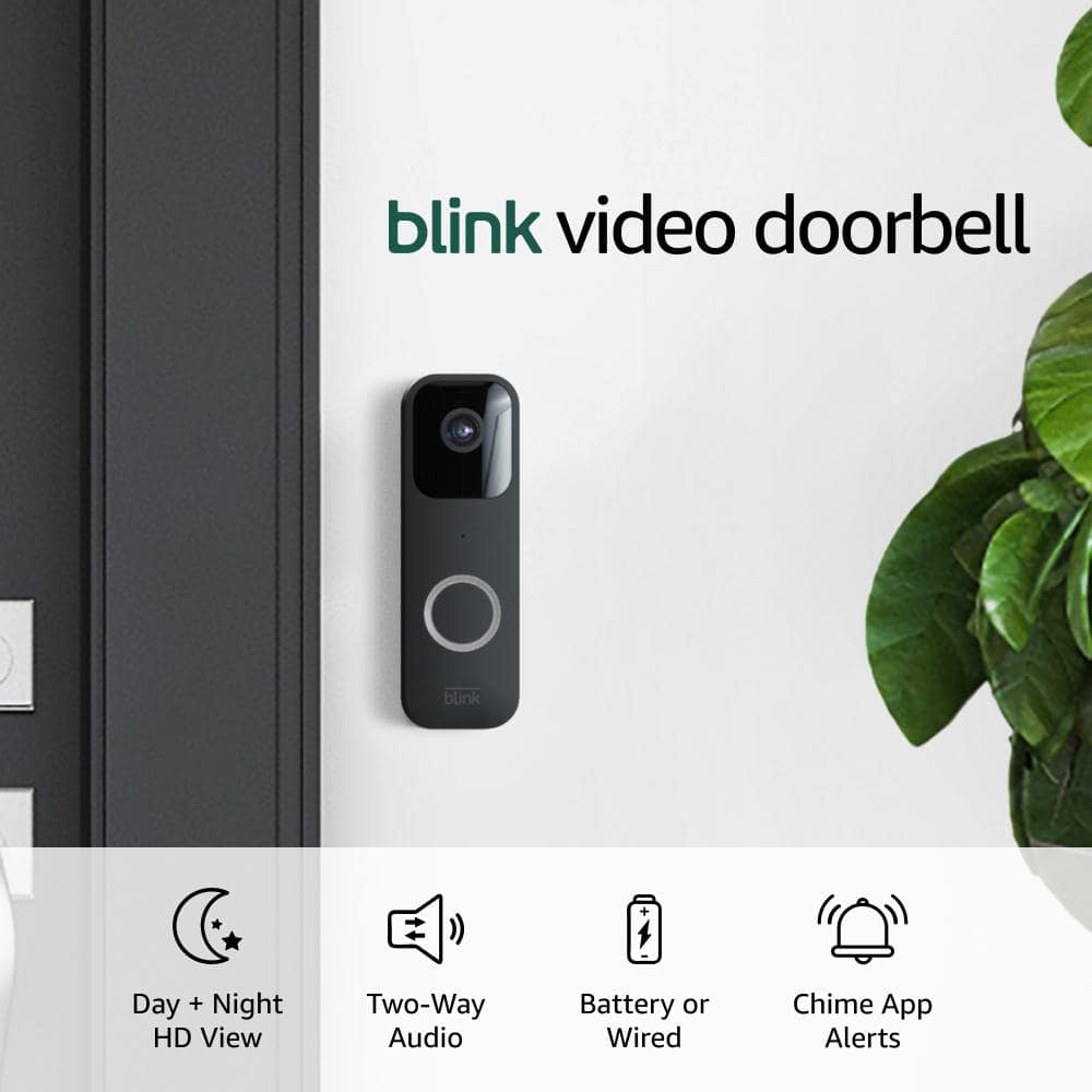 Blink Video Doorbell Plus Sync Module 2 - Battery or Wired - Smart Wi-Fi HD Video Doorbell Camera System in Black