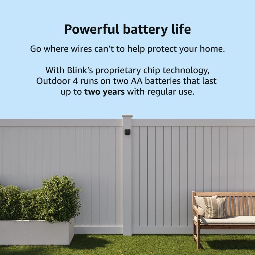 Blink Outdoor 4 (4th Gen) Wireless Outdoor Smart Home Security Camera System with 1 Camera, up to 2-Year Battery Life (Black)
