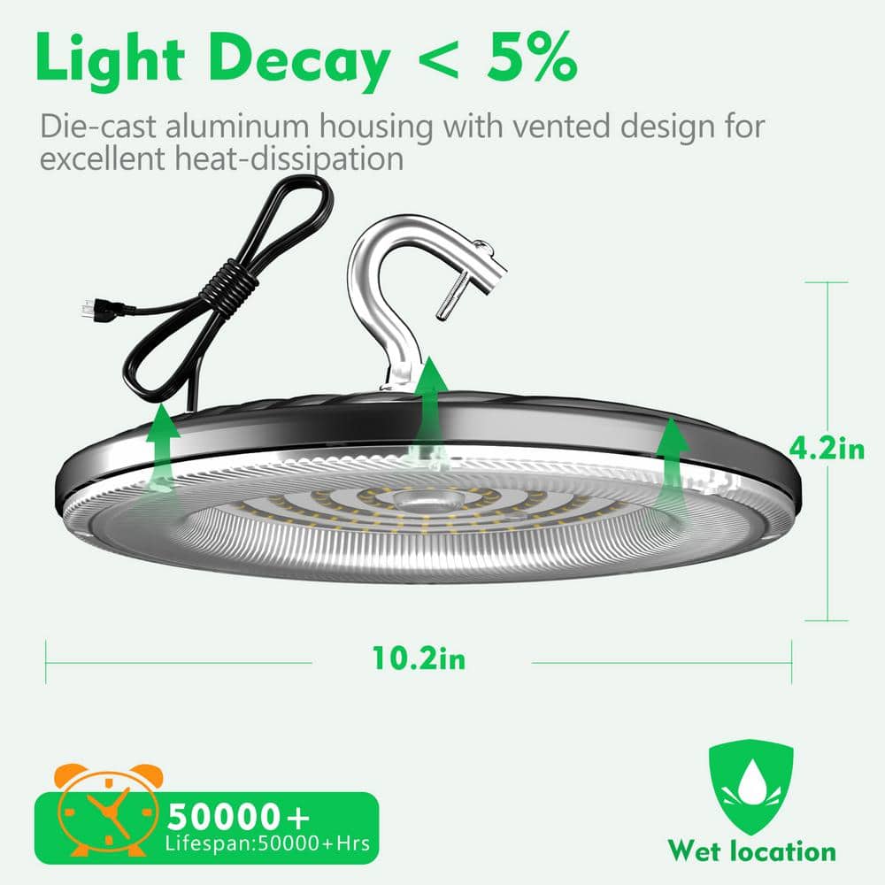 bulbeats 5Pack of 150W LED High Bay Light 22500LM High Bay LED Shop Lights AC100-277V Commercial Bay Lighting for Warehouse