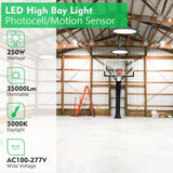 bulbeats Smart 250Ｗ LED High Bay light with motion sensor 35000lm UFO High Bay Light AC100-277V High bay led light-2Pack
