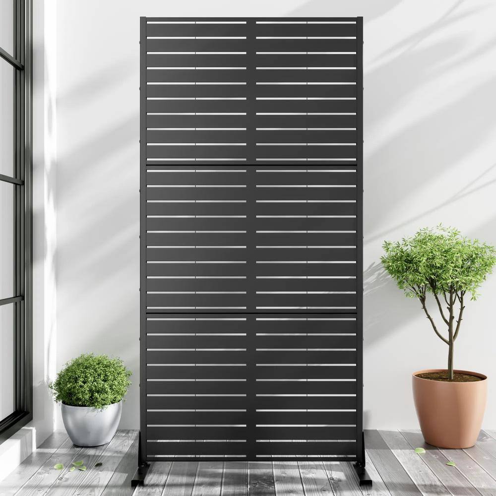 Cadeninc 3.92 x 6 ft Black Freestanding Metal Privacy Screen Fence Panels