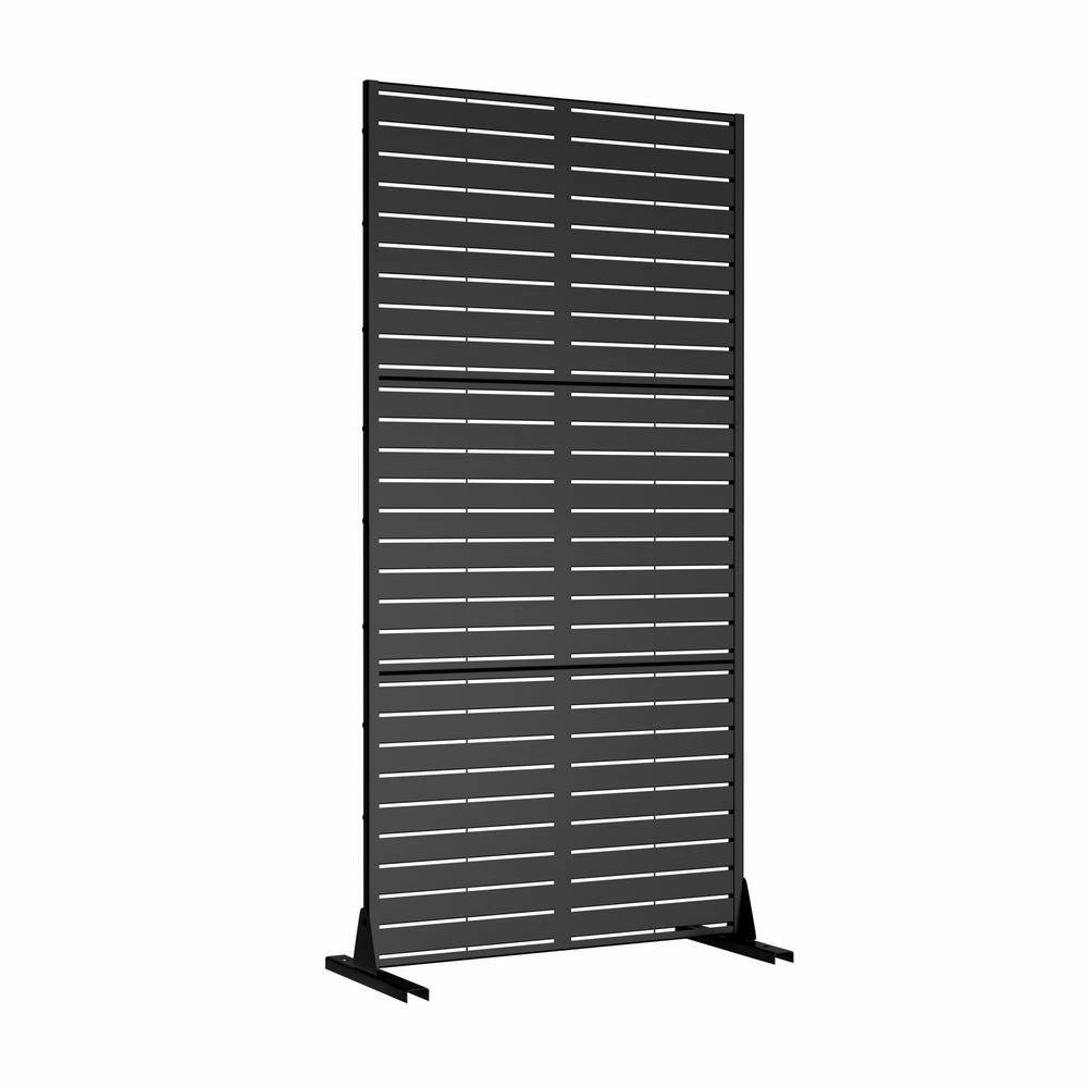 Cadeninc 3.92 x 6 ft Black Freestanding Metal Privacy Screen Fence Panels