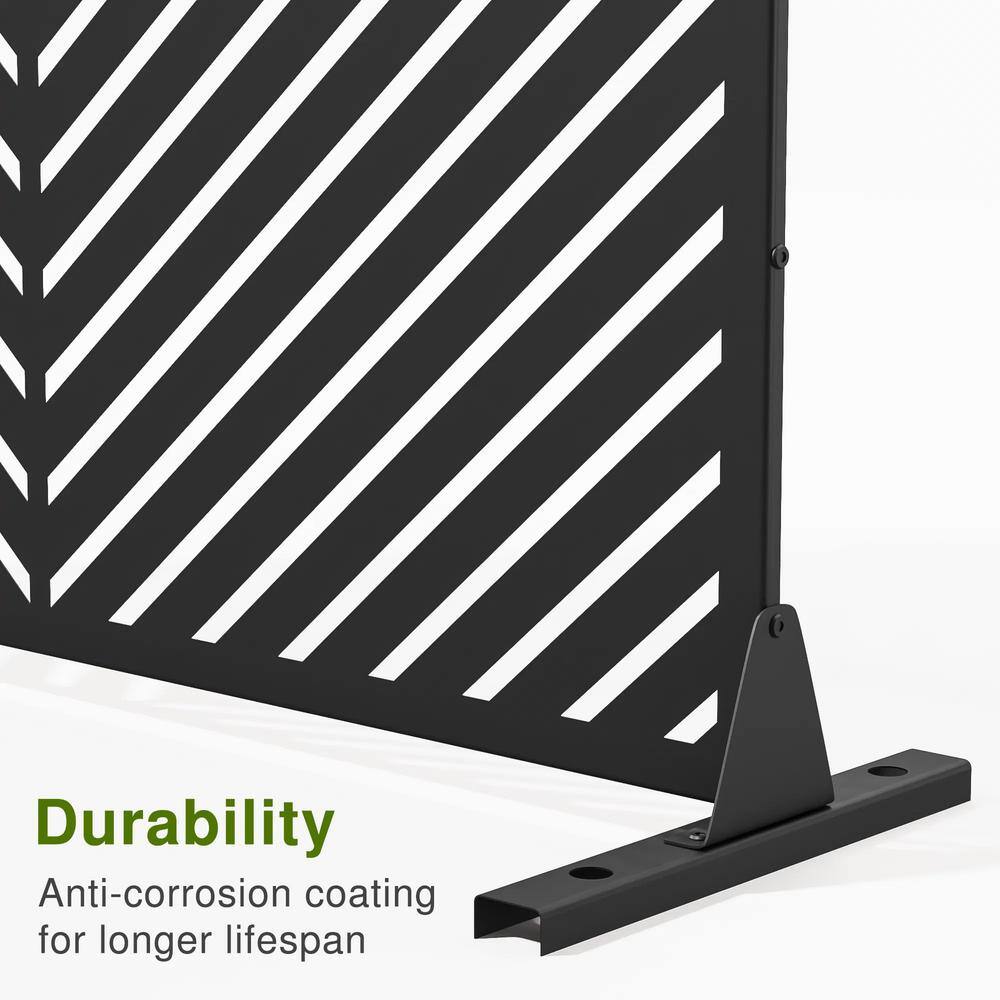 cadeninc Metal Privacy Screen: Freestanding 3.92 x 6 ft. Outdoor & Indoor Fence Panel in Black