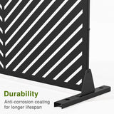 cadeninc Metal Privacy Screen: Freestanding 3.92 x 6 ft. Outdoor & Indoor Fence Panel in Black