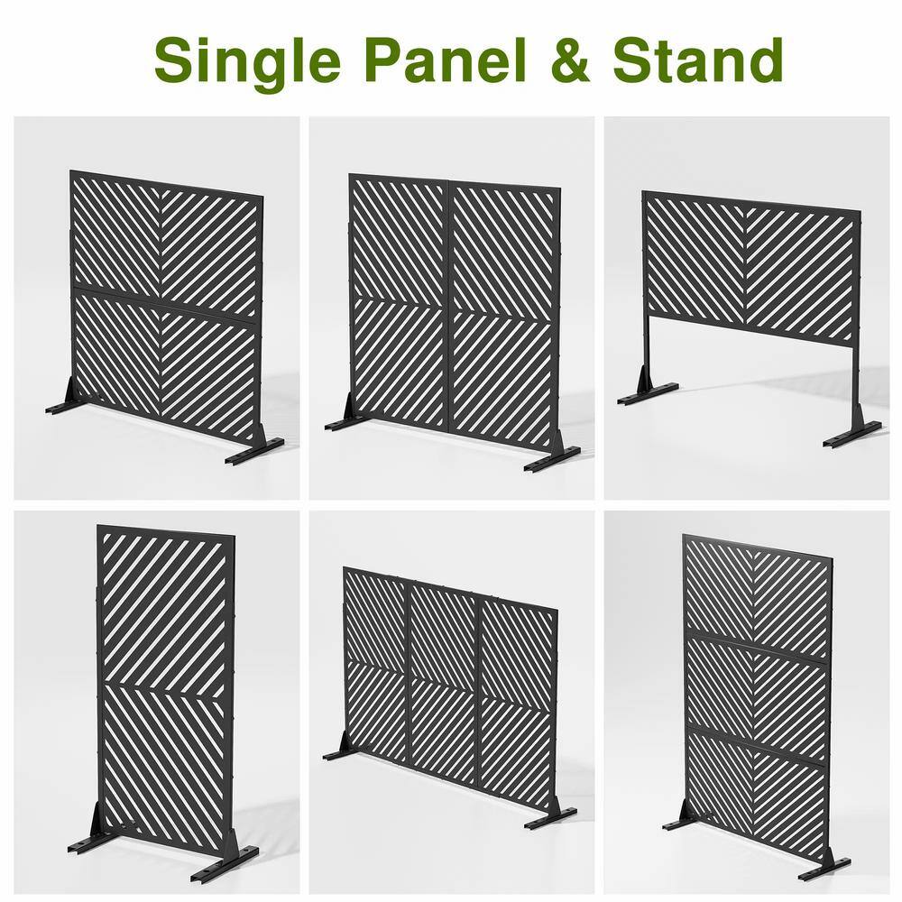 cadeninc Metal Privacy Screen: Freestanding 3.92 x 6 ft. Outdoor & Indoor Fence Panel in Black