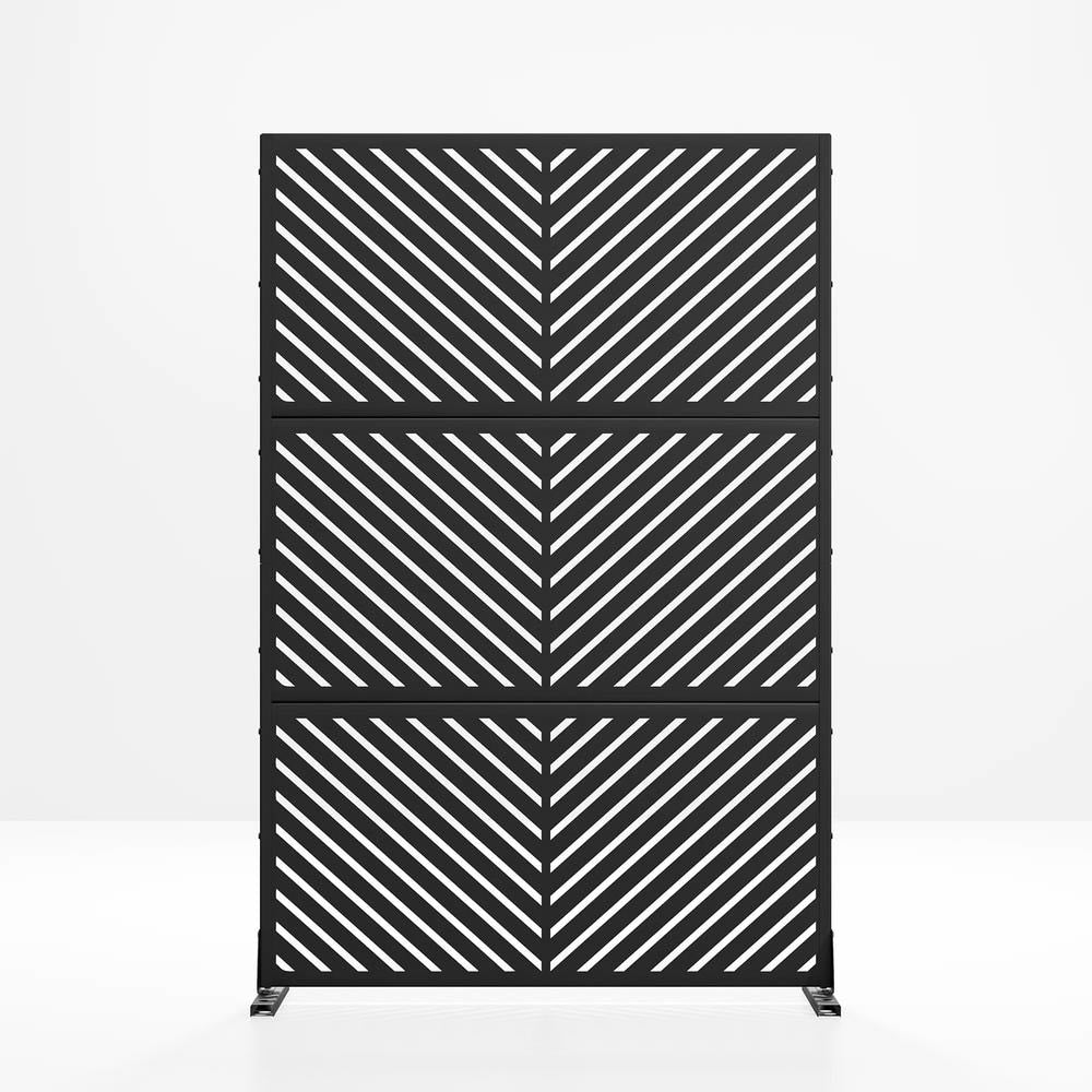 cadeninc Metal Privacy Screen: Freestanding 3.92 x 6 ft. Outdoor & Indoor Fence Panel in Black