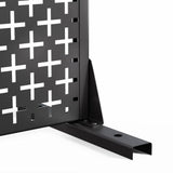 cadeninc 2.92 ft x 6 ft Freestanding Metal Privacy Screen, Black Louvered Panels