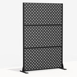 cadeninc 2.92 ft x 6 ft Freestanding Metal Privacy Screen, Black Louvered Panels