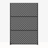 cadeninc 2.92 ft x 6 ft Freestanding Metal Privacy Screen, Black Louvered Panels