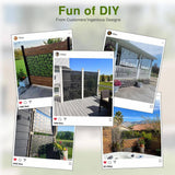 cadeninc 2.92 ft x 6 ft Freestanding Metal Privacy Screen, Black Louvered Panels