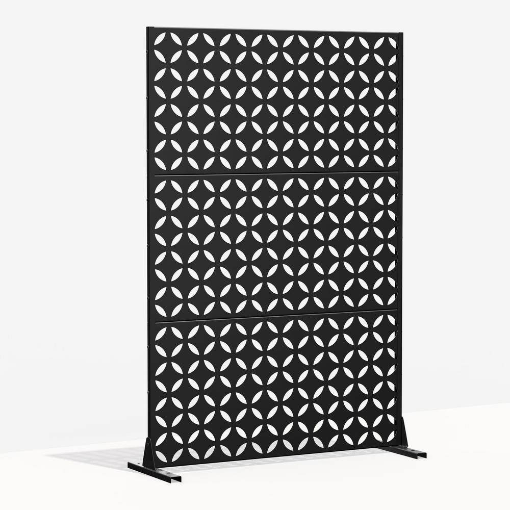 cadeninc 3.92 ft. x 6 ft. Black Metal Privacy Screen Panel