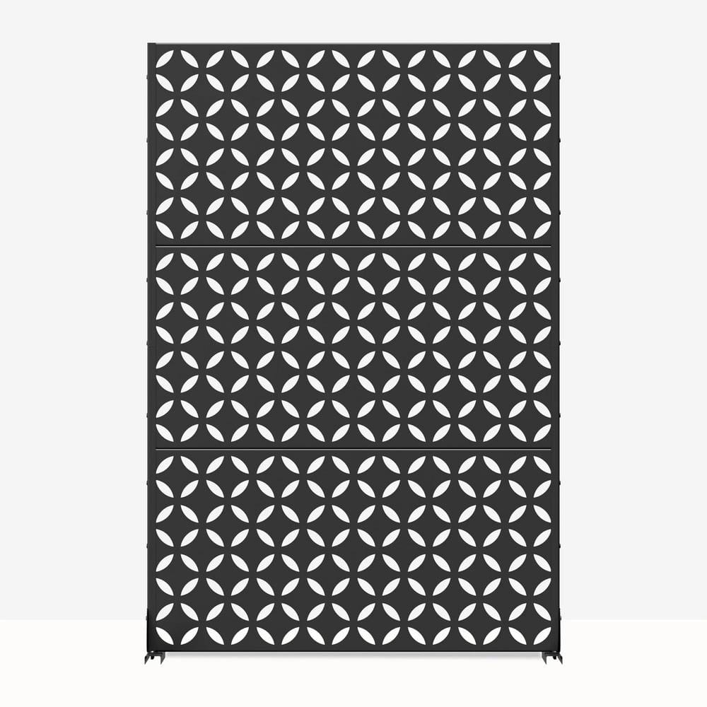 cadeninc 3.92 ft. x 6 ft. Black Metal Privacy Screen Panel
