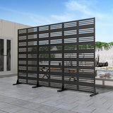 cadeninc Freestanding Metal Privacy Screen Fence Panels, 2.92 ft x 6 ft, Black