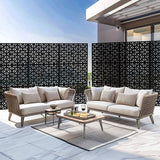 Cadeninc 3.92 ft. x 6 ft. Black Metal Freestanding Privacy Screen Fence Panel