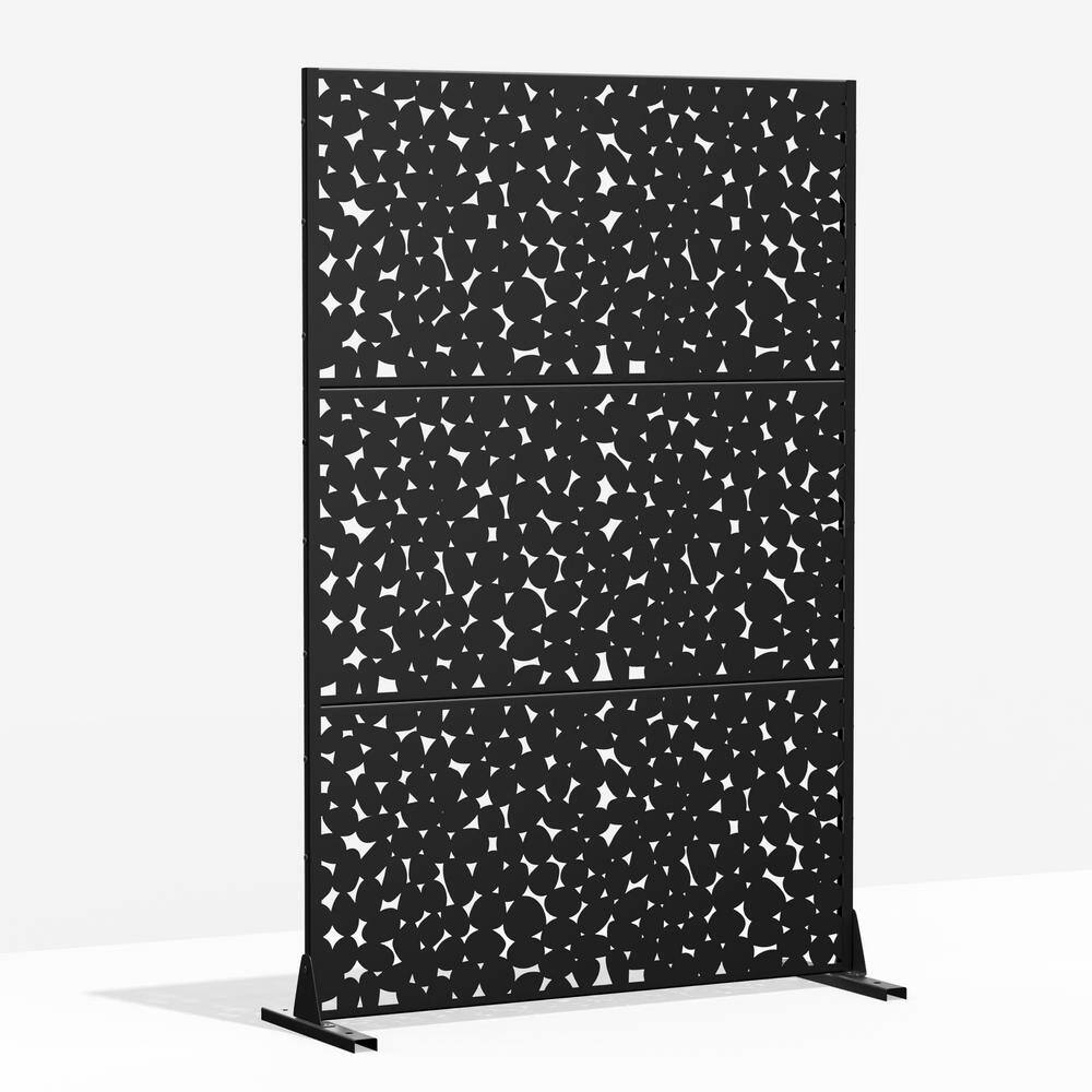 cadeninc Outdoor and Indoor Freestanding Metal Privacy Screen, Black, 3.92 ft. x 6 ft.