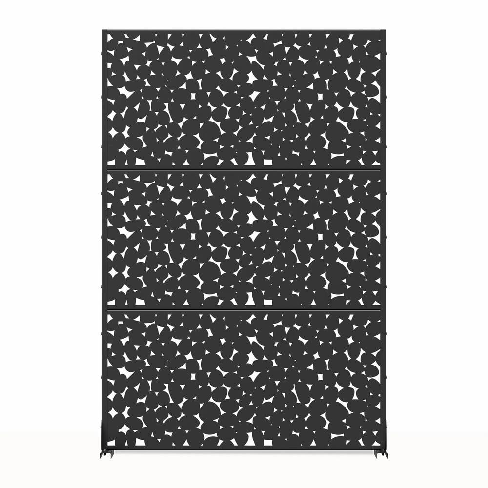 cadeninc Outdoor and Indoor Freestanding Metal Privacy Screen, Black, 3.92 ft. x 6 ft.