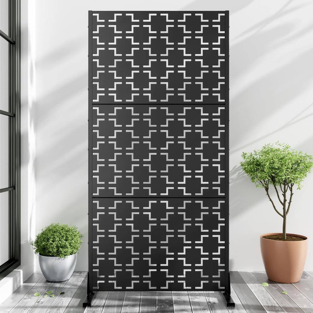 cadeninc Outdoor & Indoor Metal Privacy Screen - 2.92 ft x 6 ft, Black