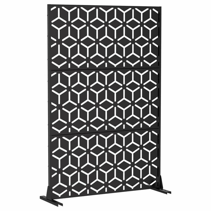 Cadeninc Metal Privacy Screen, 3.92 ft. x 6 ft., Freestanding Fence Panels, Black