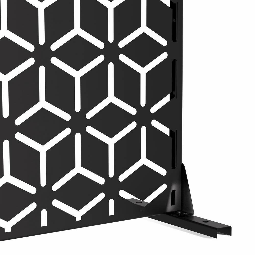 Cadeninc Metal Privacy Screen, 3.92 ft. x 6 ft., Freestanding Fence Panels, Black