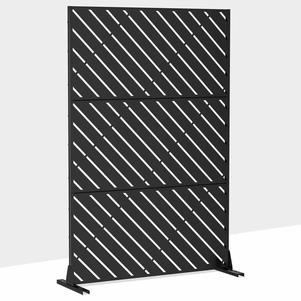 cadeninc 3.92 ft. x 6 ft. Freestanding Metal Privacy Screen in Black