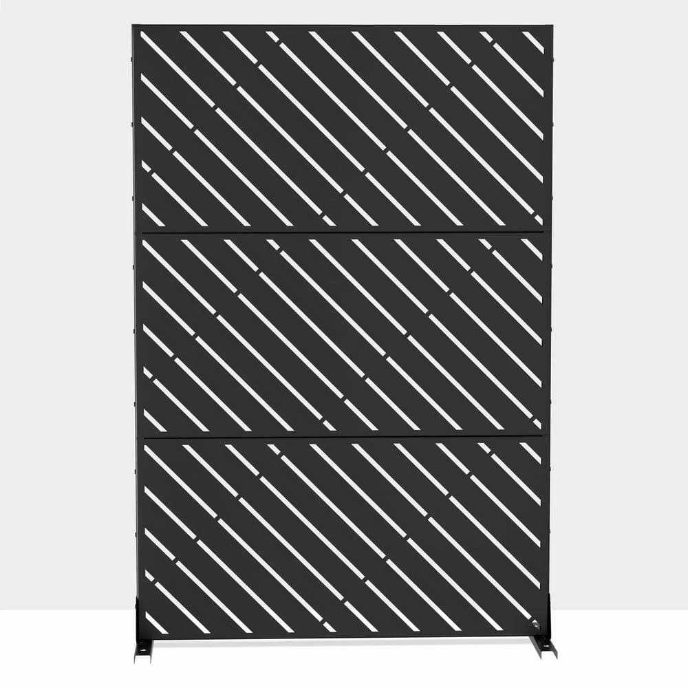 cadeninc 3.92 ft. x 6 ft. Freestanding Metal Privacy Screen in Black