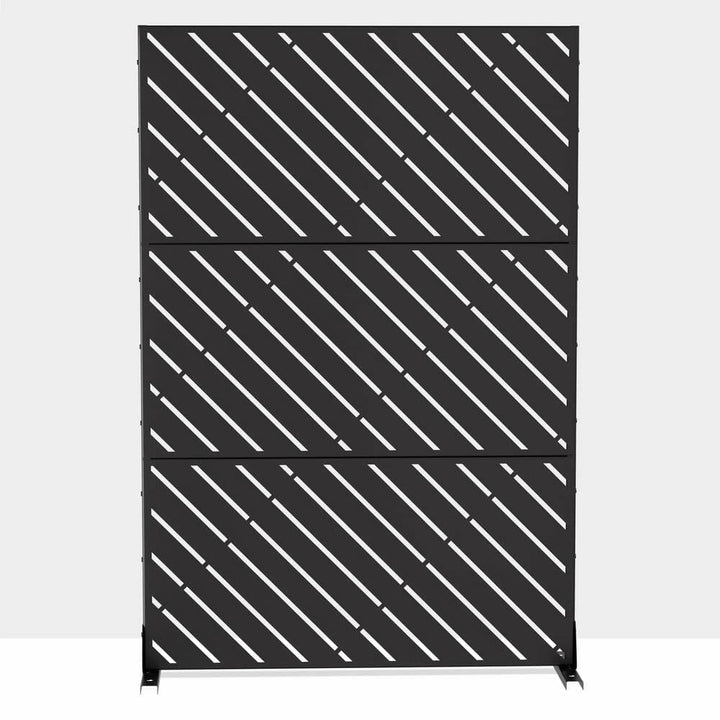 cadeninc 3.92 ft. x 6 ft. Freestanding Metal Privacy Screen in Black