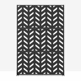 Cadeninc Metal Freestanding Privacy Fence Panel - Fishbone Pattern, Black | 3.92 ft x 6 ft