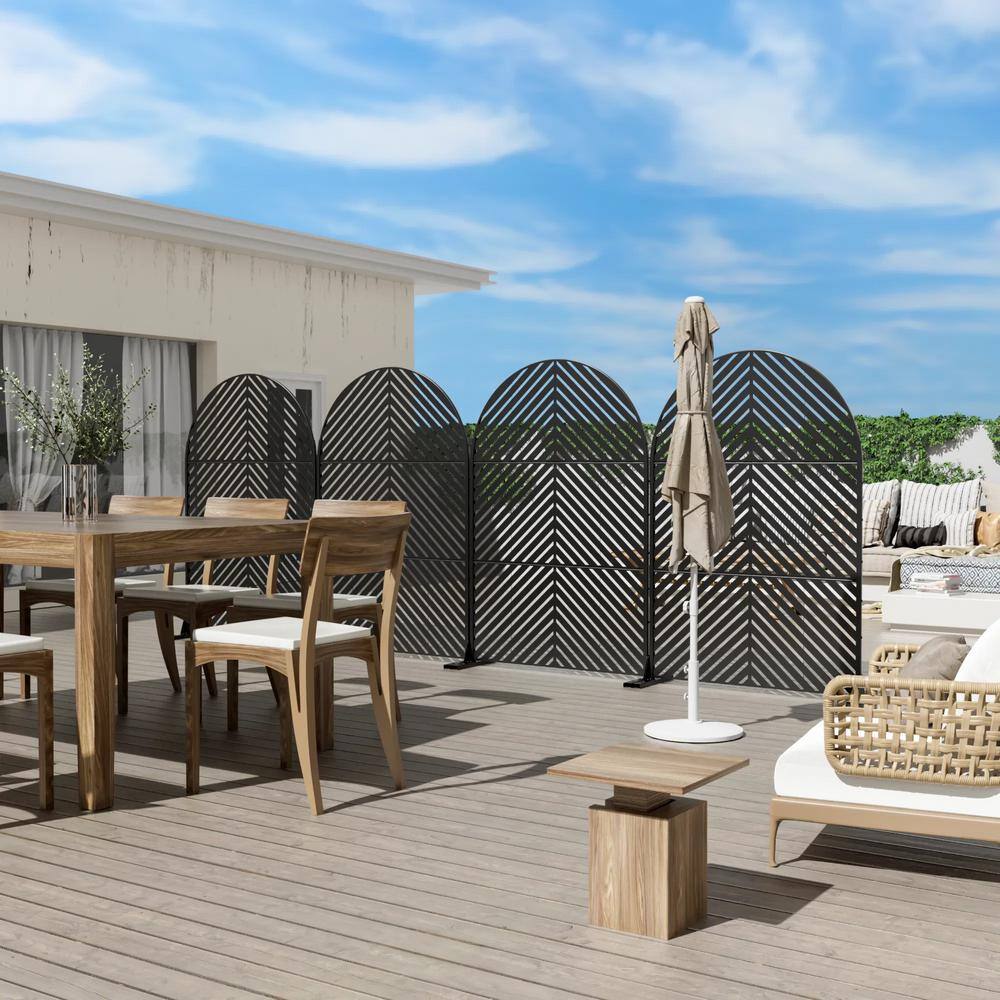 cadeninc 3.92 ft. x 6 ft. Outdoor and Indoor Arched Metal Privacy Screen