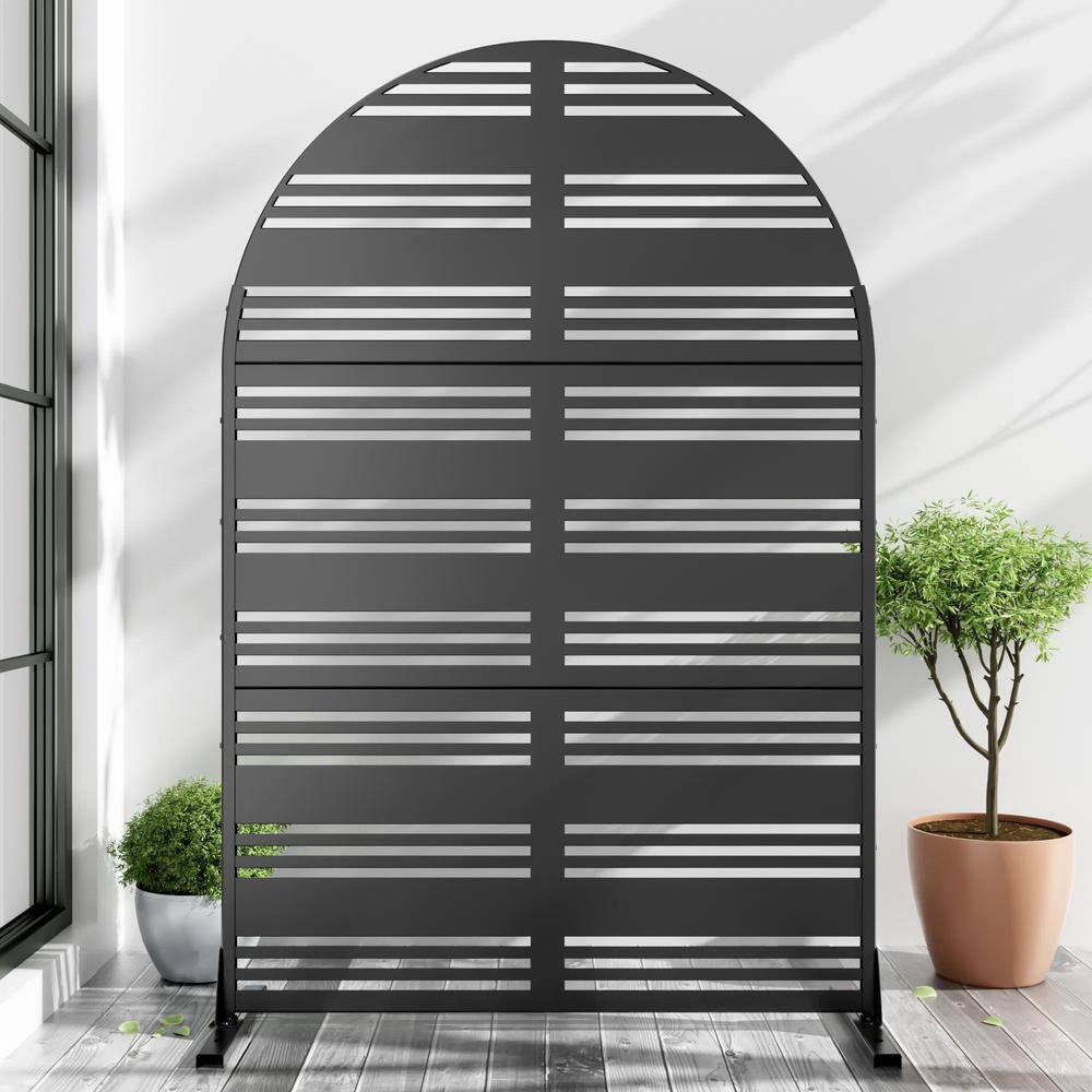 Cadeninc 3.92 ft x 6 ft Outdoor & Indoor Freestanding Metal Privacy Screen, Black