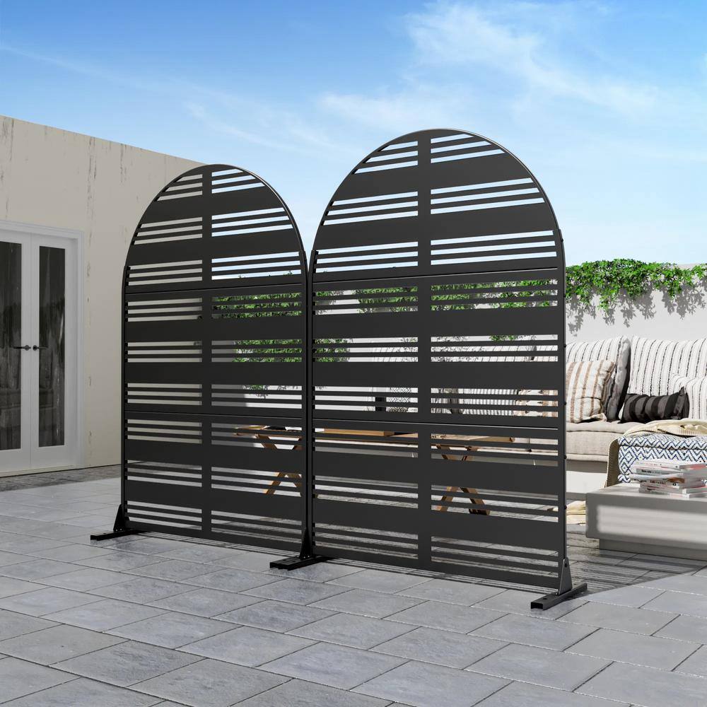 Cadeninc 3.92 ft x 6 ft Outdoor & Indoor Freestanding Metal Privacy Screen, Black