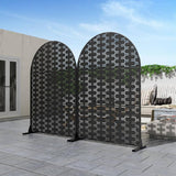 cadeninc Outdoor and Indoor Freestanding Arched Metal Privacy Screen, 3.92 ft. x 6 ft., Black