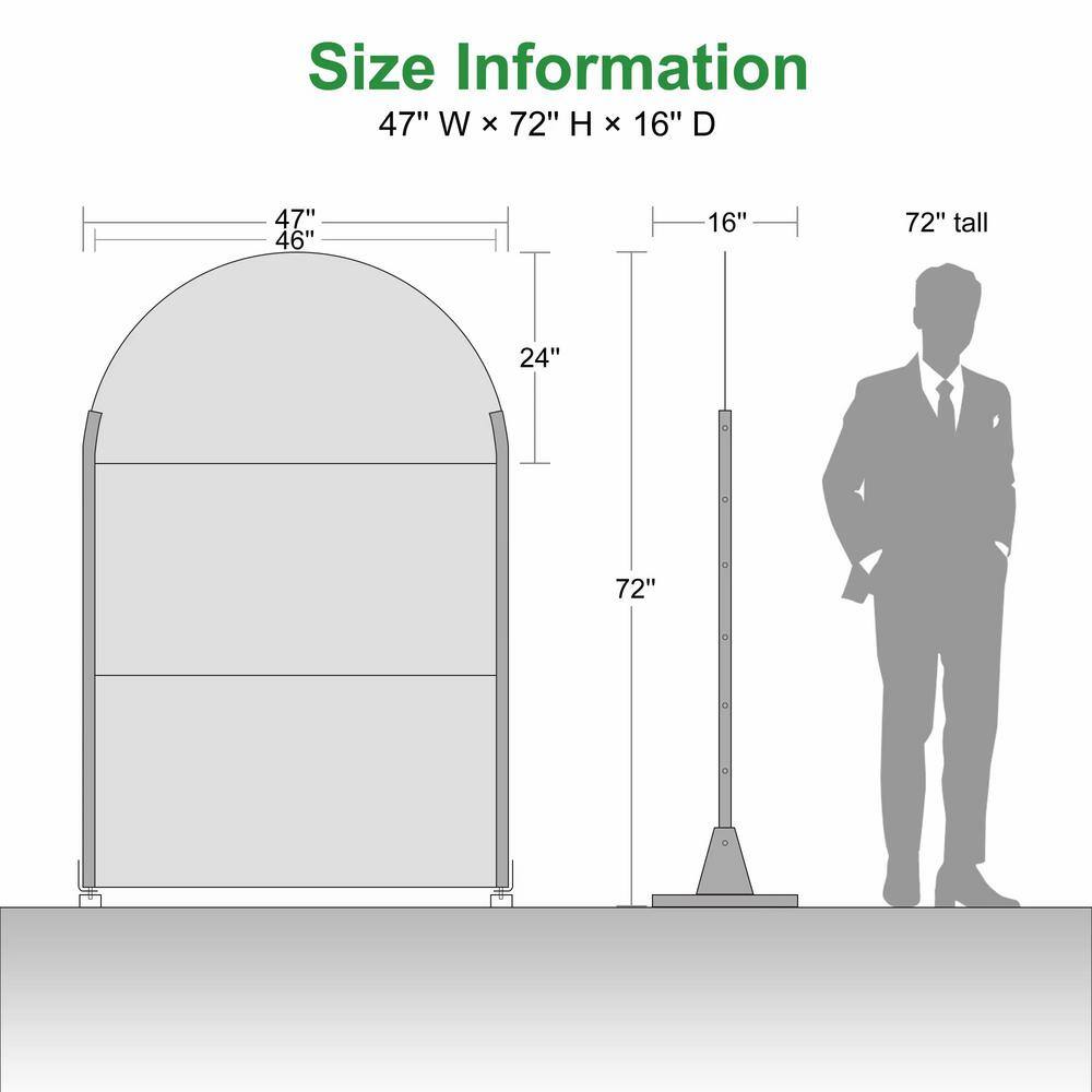 cadeninc Outdoor and Indoor Freestanding Arched Metal Privacy Screen, 3.92 ft. x 6 ft., Black