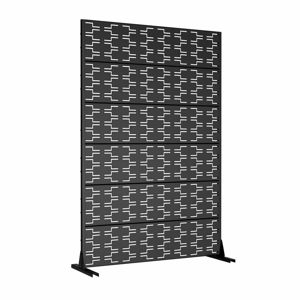 cadeninc 3.92 ft x 6 ft Metal Freestanding Privacy Screen Fence Panels - Brick-Shaped Black