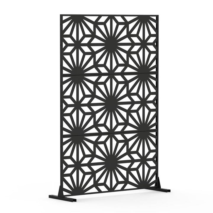 Cadeninc Outdoor-Indoor Freestanding Steel Privacy Screen Fence Panels, Black