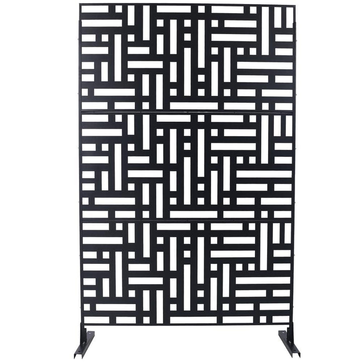 cadeninc 4 ft. x 6.33 ft. Black Steel Privacy Screen Fence Panels