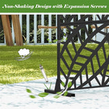 cadeninc Leaf-Pattern Steel Privacy Screen Fence Panels - 4.03 ft x 5.9 ft, Black