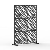 cadeninc Leaf-Pattern Steel Privacy Screen Fence Panels - 4.03 ft x 5.9 ft, Black