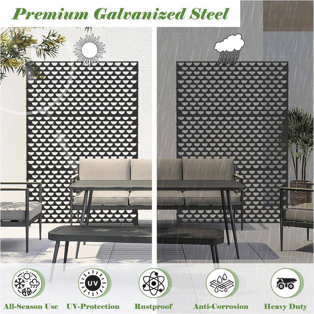 cadeninc 4.03 ft x 5.9 ft Black Steel Privacy Screen Fence Panels