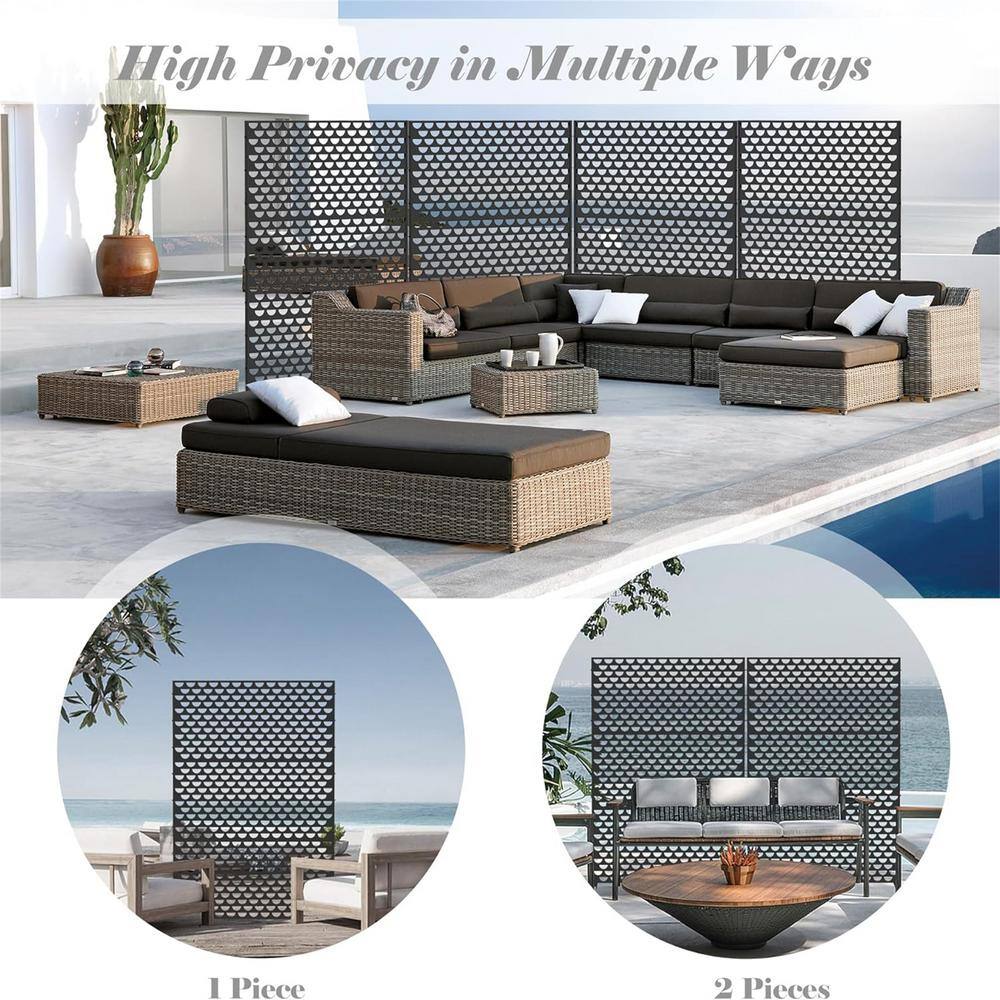 cadeninc 4.03 ft x 5.9 ft Black Steel Privacy Screen Fence Panels