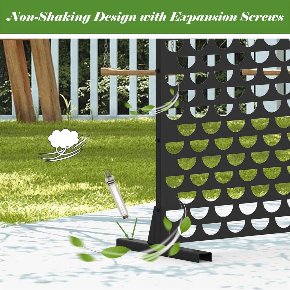 cadeninc 4.03 ft x 5.9 ft Black Steel Privacy Screen Fence Panels