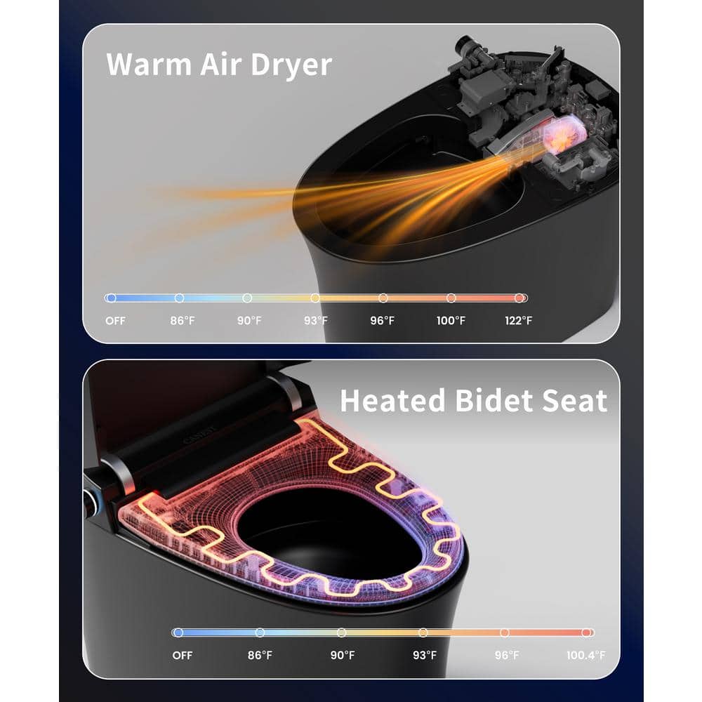 Casta Diva Elongated Bidet Toilet 1.08/1.45 GPF in Black with Heated Seat and Warm Water Bidet
