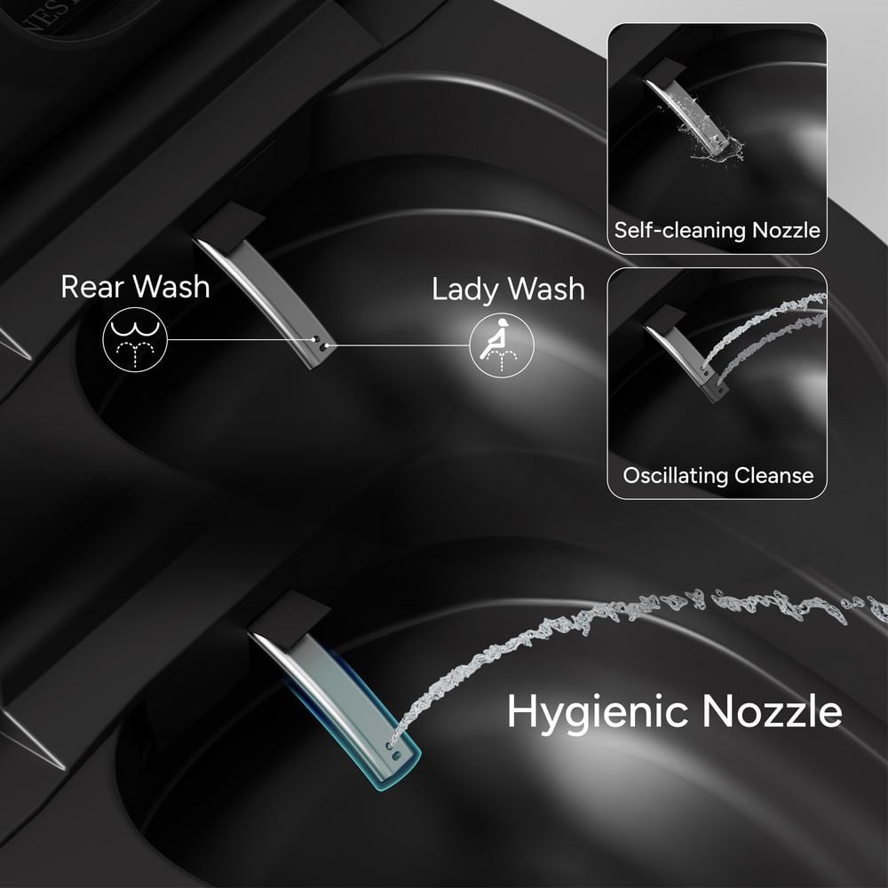 Casta Diva Elongated Bidet Toilet 1.08/1.45 GPF in Black with Heated Seat and Warm Water Bidet
