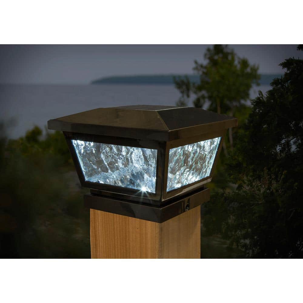 CLASSY CAPS 5 in. x 5 in./ 4 in. x 4 in. Black ABS Outdoor Fairmont Solar Post Cap (2-Pack)