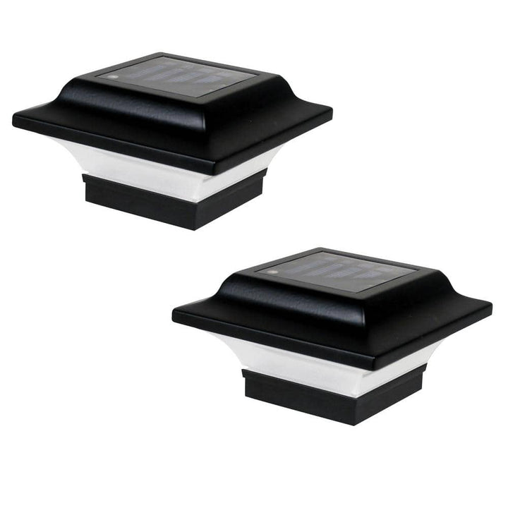 CLASSY CAPS Imperial 2.5 in. x 2.5 in. Outdoor Black Cast Aluminum LED Solar Post Cap (2-Pack)