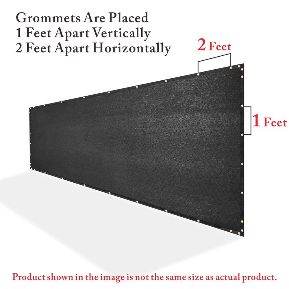 COLOURTREE 4 ft. x 195 ft. Black Privacy Fence Screen HDPE Mesh Screen with Reinforced Grommets for Garden Fence (Custom Size)